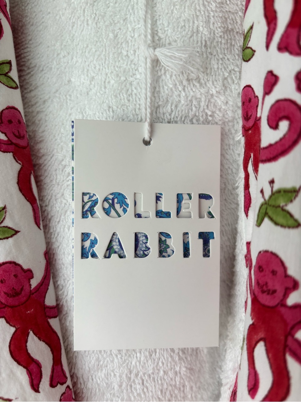 Roller Rabbit Pink Monkey Kids Terry Robe - Picture 3 of 4
